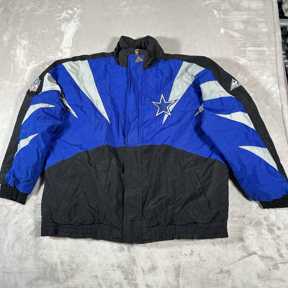 VTG Dallas Cowboys Jacket Apex One NFL Pro Line Puffer Shark Tooth Mens Large
